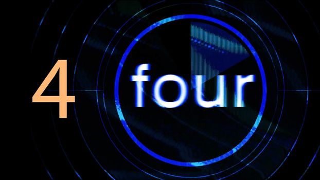 Number written as digit and in english text. Illustration of typography on black background.