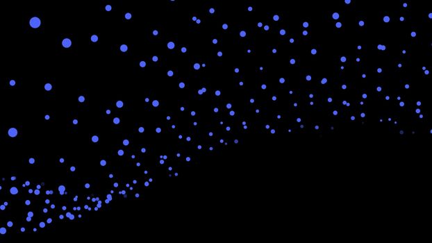 Black abstract texture background with glittery colored shiny bokeh spheres. Sparkling glittered particles on black background for placard, banner and greeting cards.