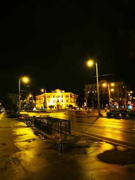 A sign at night. High quality photo