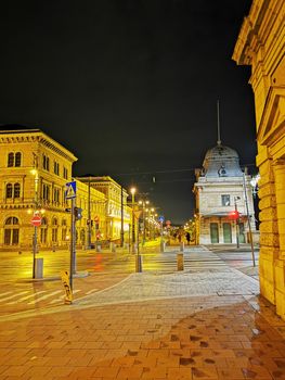 A sign on a city street. High quality photo