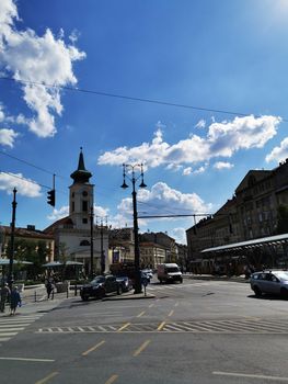 A view of a city street. High quality photo