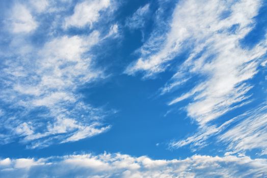 Clouds in blue sky. Sky with fluffy clouds background