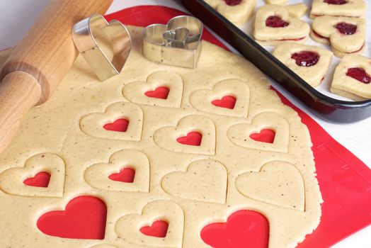 Valentines day Cookies. Cooking homemade cookies.