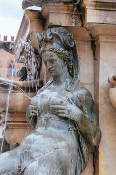 The beatiful ancient Fountain of Neptune in Bologna Italy