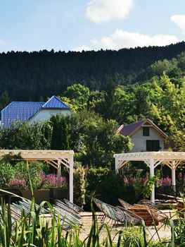 A house with trees in the background. High quality photo