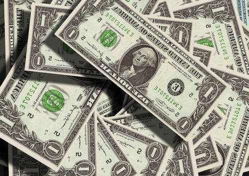 One-dollar bills up close. High quality photo