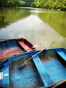 A small boats in a body of water. High quality photo