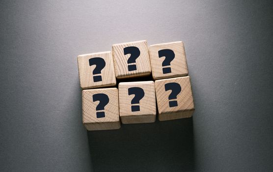 Question Mark Word Written on Wooden Cubes