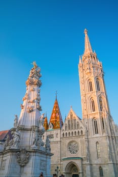 St. Matthias Church in Budapest in Hungary at sunset