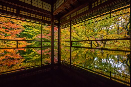 View of the autumn colors from the old temples in Kyoto, Japan