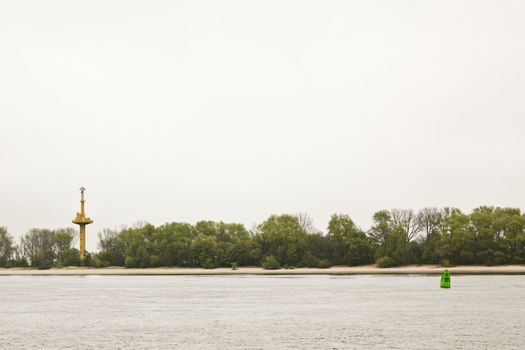 Rough and cold Weser beach in Brake Unterweser Lower Saxony Germany. Harrier Sand.