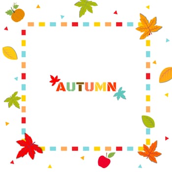 Illustration vector of Autumn season design with maple leaf and frame on white background.