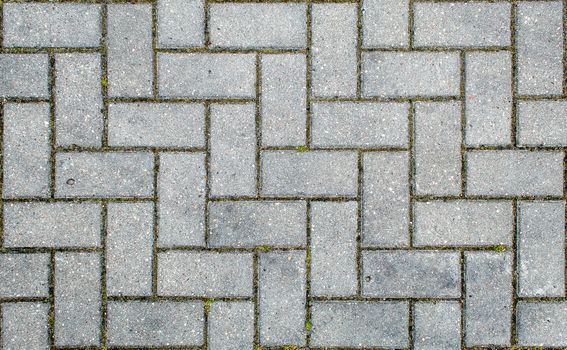 road paved with sidewalk tiles. beautiful brick background with, masonry texture of light gray bricks. outdoor closeup