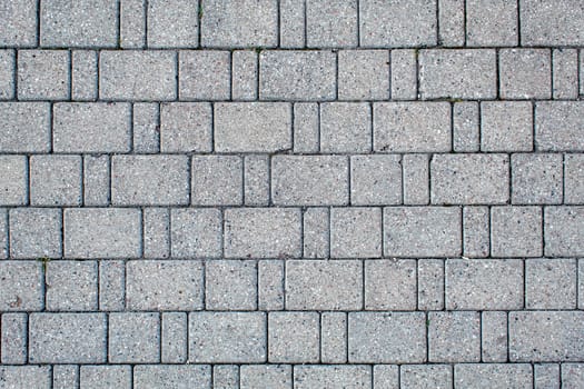 road paved with sidewalk tiles. beautiful brick background with, masonry texture of light gray bricks. outdoor closeup