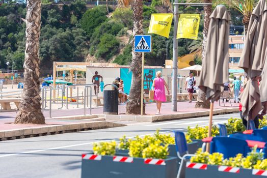 Lloret de Mar, Spain : 2020 2 Sept : Streets of Lloret de Mar after Covid 19 without international tourists in summer 2020