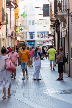 Lloret de Mar, Spain : 2020 2 Sept : Streets of Lloret de Mar after Covid 19 without international tourists in summer 2020