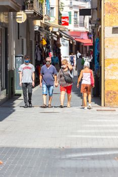 Lloret de Mar, Spain : 2020 2 Sept : Streets of Lloret de Mar after Covid 19 without international tourists in summer 2020