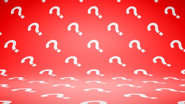 Empty Blank Red and White Question Mark Pattern Studio Background 3D Render Illustration