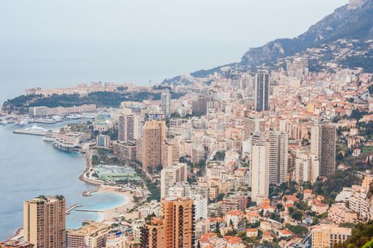 Views over the harbours and hillside of Monte Carlo Monaco