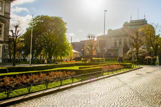 Bergen, Norway, May 2015: The National Stage, or Den Nationale Scene area in Bergen, Norway on a sunny day in spring