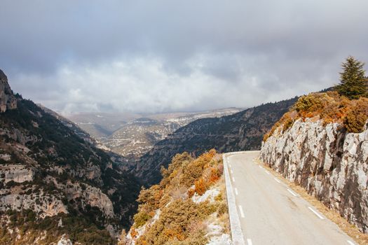 Provincial winter landscape near Gordes in Provence, France