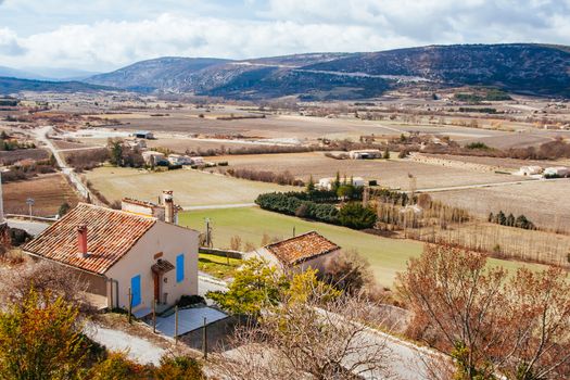 Provincial winter landscape near Gordes in Provence, France