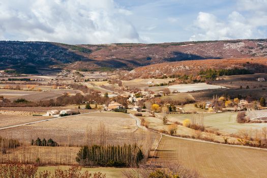 Provincial winter landscape near Gordes in Provence, France