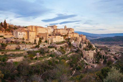 View over the Provincial historical town of Gordes on a winter's day in Provence, France
