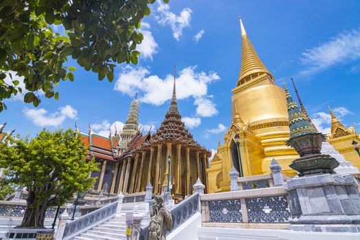 Wat Phra Kaew, Thailand  - June 08, 2020 :-officially known as Wat Phra Sri Rattana Satsadaram is regarded as the most important Buddhist temple in Thailand and is a tourist attraction and is a landma