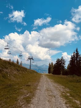 ski resort in the alps. trolls in the mountains on nature in summer