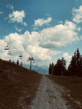 ski resort in the alps. trolls in the mountains on nature in summer