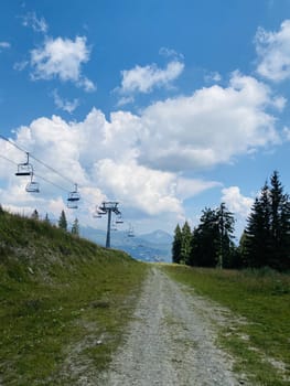 ski resort in the alps. trolls in the mountains on nature in summer