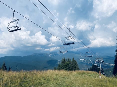 ski resort in the alps. trolls in the mountains on nature