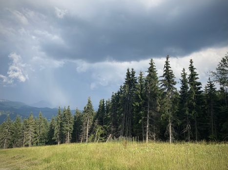 landscape with clouds in the mountains