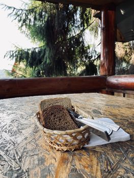 picnic table in the forest