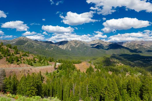 View of mountain valley along state route 75 looking toward Ketchum, Idaho