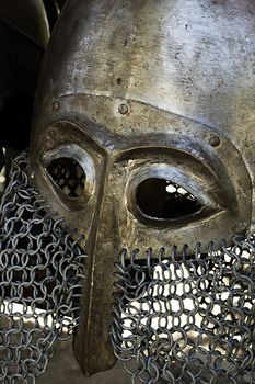 Vintage metal medieval knight helmet piece of armor