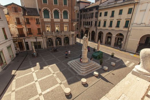 TREVISO, ITALY 13 AUGUST 2020: Piazza della libertà or liberty sqaure in english in Treviso in Italy