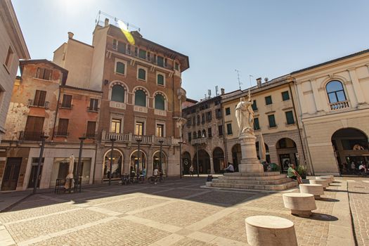 TREVISO, ITALY 13 AUGUST 2020: Piazza della libertà or liberty sqaure in english in Treviso in Italy