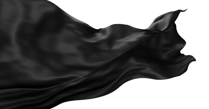 Black fabric isolated on white background 3d render