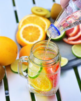 Detox water. Orange, lemon, lime, grapefruit