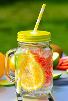 Detox water with fruit.