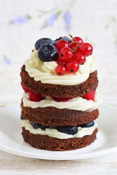 Homemade cake with berries. Cake sweet dessert