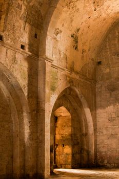 Crac de Chevalier Syria interior Christian Chapel converted into a Mosque with islamic minbar (pulpit) 2009 photographed before the war was built by the Hospitaller Order of Saint John of Jerusalem from 1142 to 1271 the best-preserved example of the Crusader castle. High quality photo