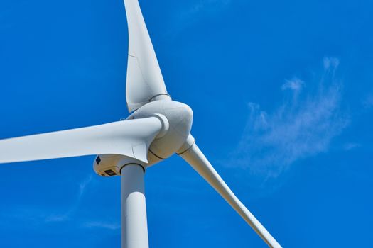 Electricity wind generators at Fehmarn island. Renewable energy and environment concept.