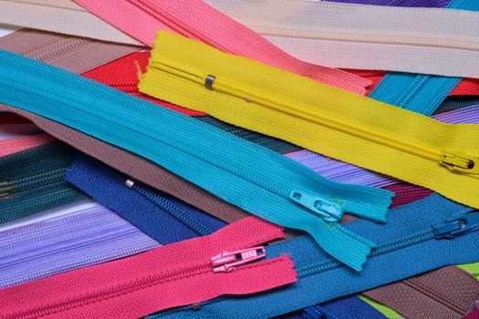 Colorful zipper for sewing and arrange as a background.
