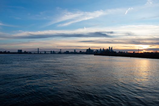 A Dramatic Orange and Blue Sunset at Graffiti Pier in Philadephia