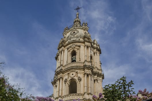 Detail of the dome of the cathedral of st george in modica