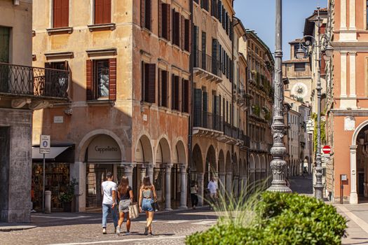 TREVISO, ITALY 13 AUGUST 2020: Piazza dei Signori in Treviso in Italy