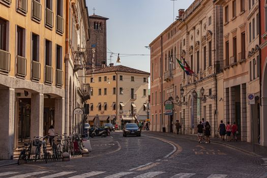 TREVISO, ITALY 13 AUGUST 2020: Landscape of buildings in Treviso in Italy